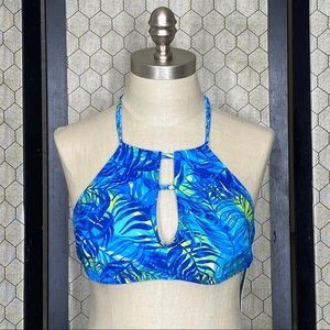 Sand Castle Floral Print High Neck Bikini Top